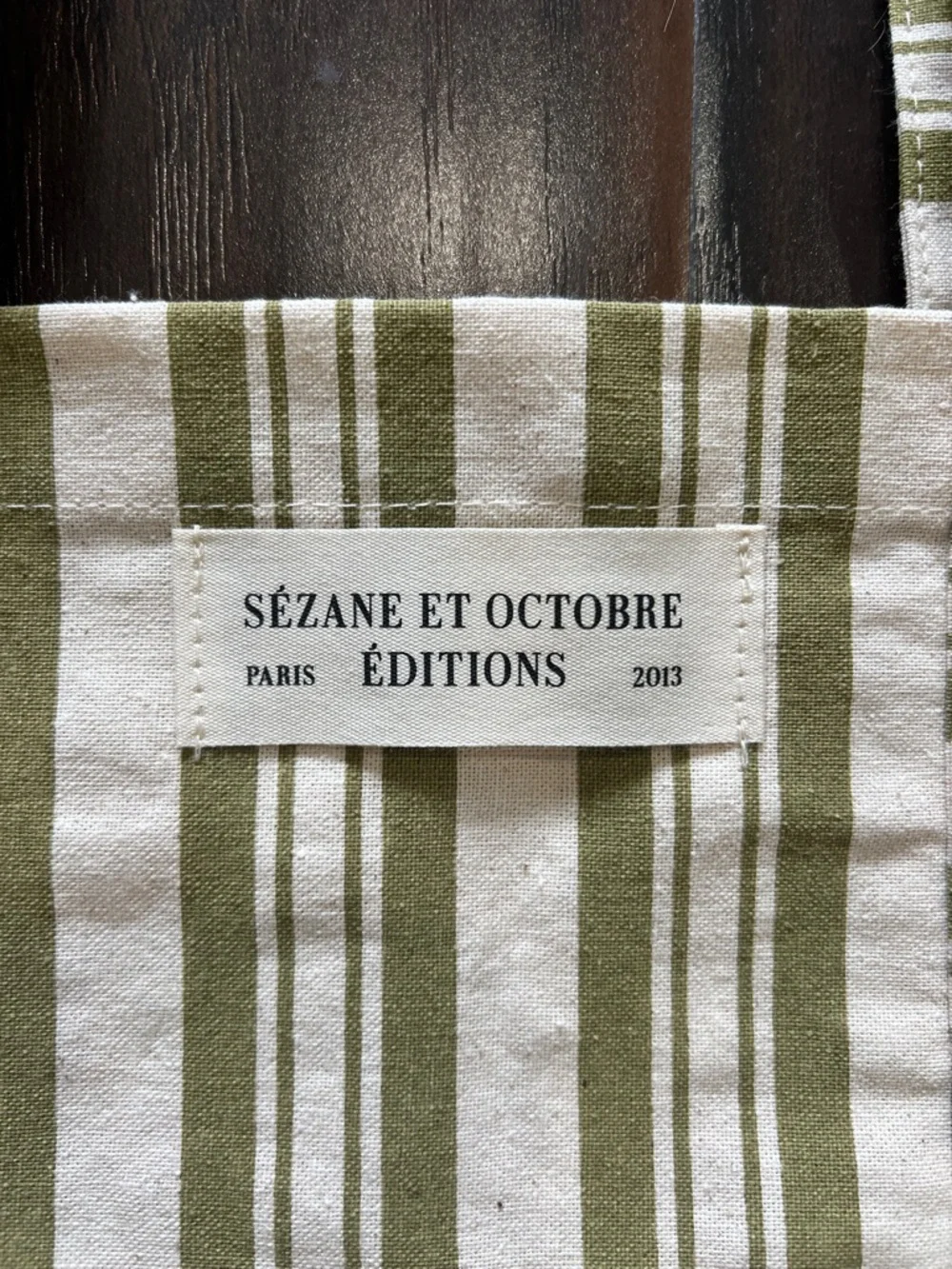 Sézane Green Striped Tote